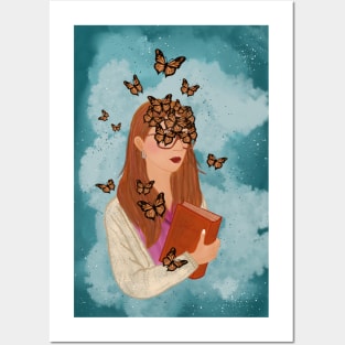 Butterfly girl Posters and Art